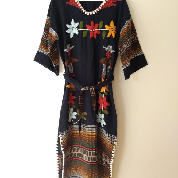 Vintage Handwoven Peru Dress Ethnic Hippy Boho Embroidered - Picture 11 of 15